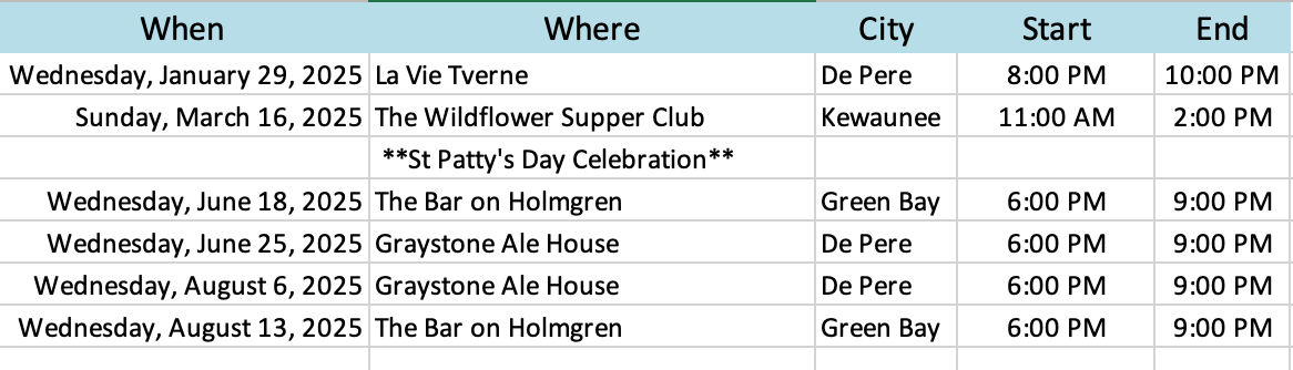 2025 Schedule at the moment, attendance is mandatory!