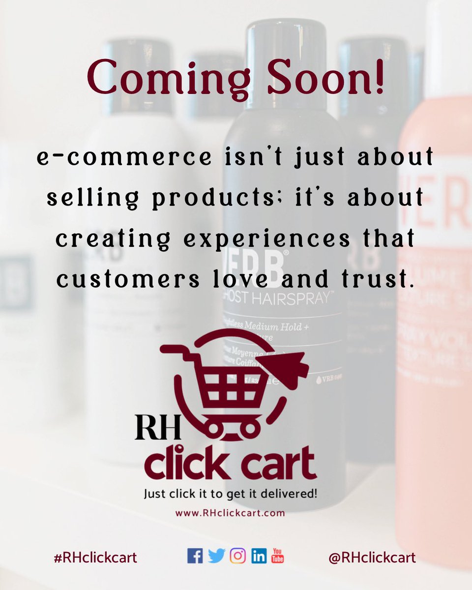 rhclickcart's tweet photo. COMING SOON: RH Click Cart - Just click it to delivered it! https://t.co/cPRrGkbNov #RHclickcart @rhclickcart     e-commerce isn’t just about selling products; it’s about creating experiences that customers love and trust. @rhclickcart https://t.co/59viddbGMy