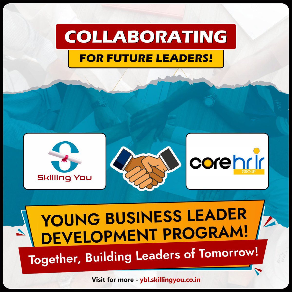 Excited to announce <a href="/CoreHrir/">CORE HRIR GROUP</a> collaboration with <a href="/SkillingYou/">Skilling You</a> for the Young Business Leader Development Program (YBL)! 💼

A free 3-week program by industry experts to empower students with skills &amp; leadership qualities. 🌟

Details 👉 ybl.skillingyou.co.in

#CoreHRIR #YBL