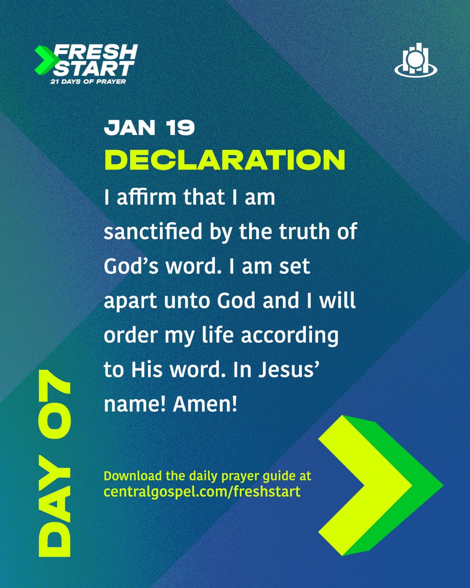 We are set apart unto God and we will order our lives according to His word, in Jesus Name! Amen! 
#FreshStart #WeAreICGC #RhemaTemple