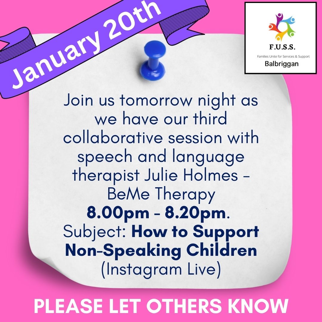 Reminder of this wonderful series is tomorrow evening.
The topic on Monday, 20th January 2025 @ 8:00 pm to 8:20pm will be: 
"How to Support Non-Speaking Children"

#Autism #Children #GestaltLanguageTherapy #GLT #childdisability #disability