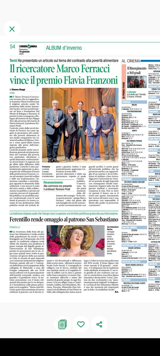 MarcoFerracci4's tweet image. Domenica col botto! È una grande emozione condividere la mia intervista per la vittoria del premio "Flavia Franzoni". Ringrazio molto il Corriere dell'Umbria.