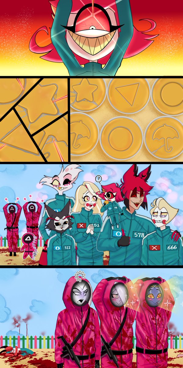 Peru31224's tweet image. HazbinHotel × SquidGame
#HazbinHotel #Alastor #HazbinHotelFanart