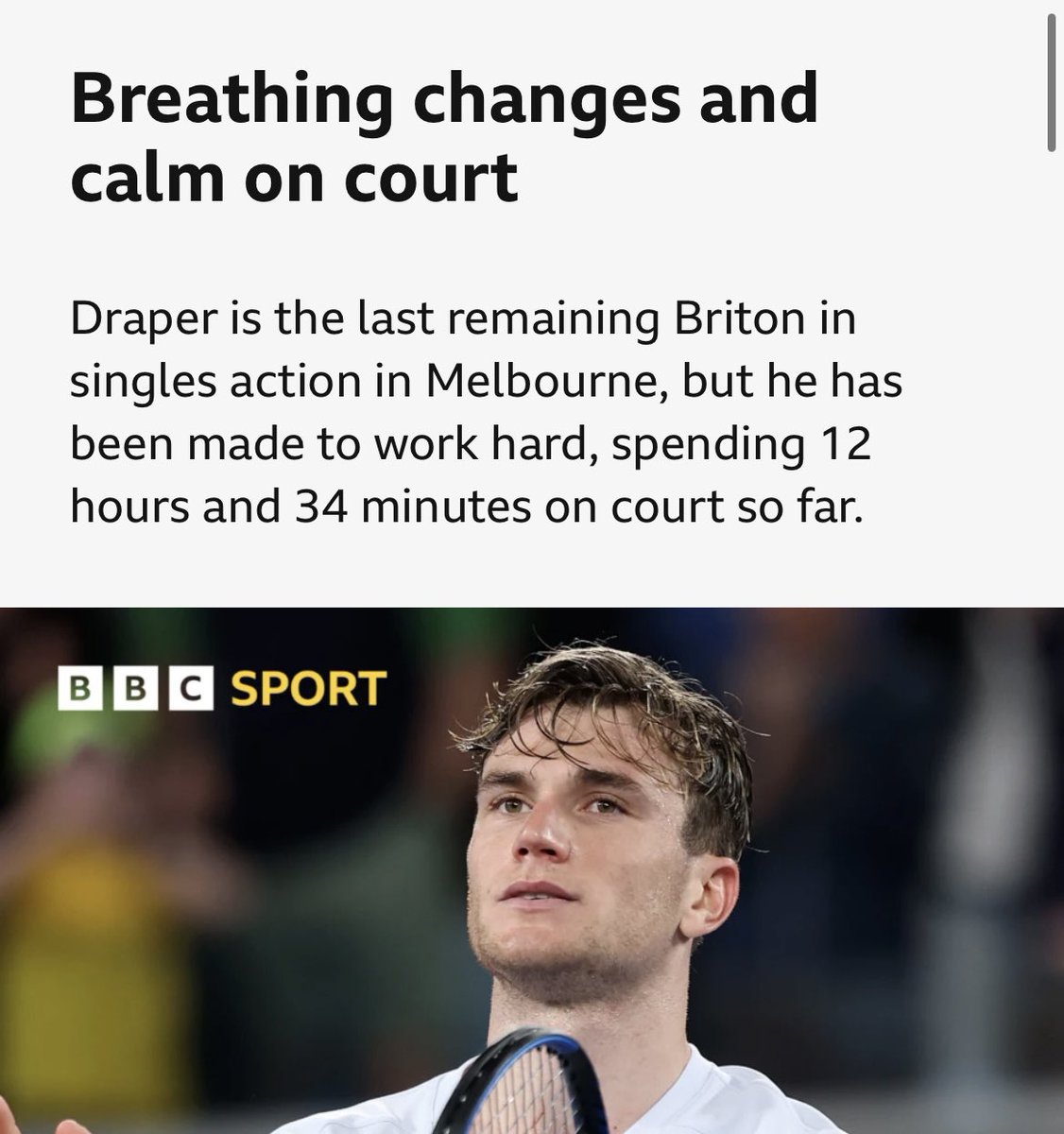 coachbendavie's tweet image. One of the best ways to improve your performance is to train your breath....

This is great to see from Jack Draper.

Red to blue, flow state 👌🏻#body #breath #higherperformance