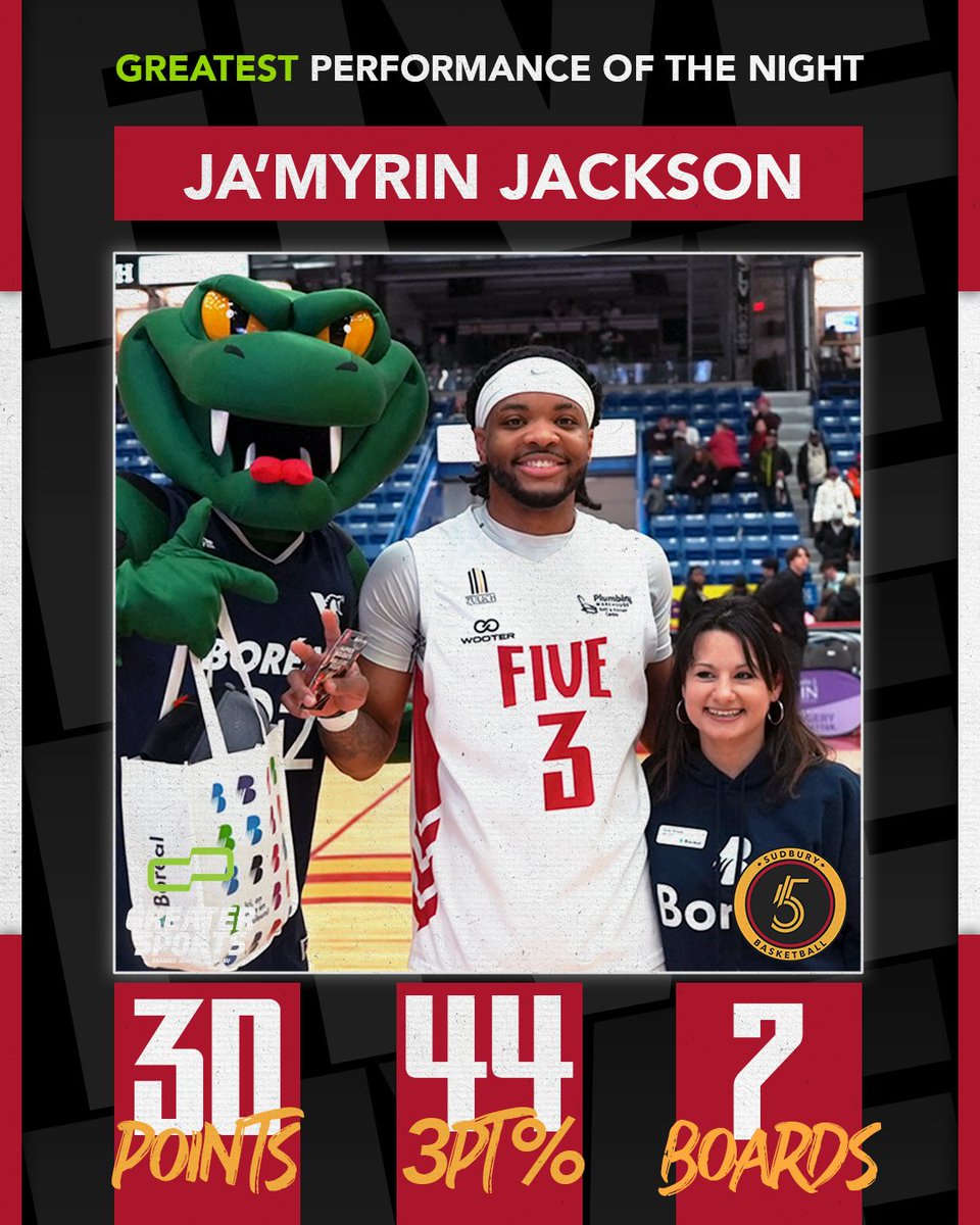TheSudburyFive's tweet photo. Greatness deserves GREATEST π₯
JJ continued his impressive season with another 30 π£ to earn the Greatest Performance of the Night, presented by Greater Sports. When great isn't enough, go Greater. #That5Feeling https://t.co/hbgaNl8owV