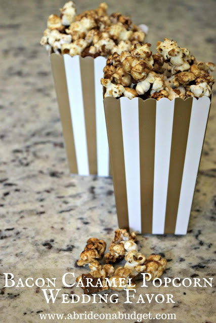 I say this a lot, but I love edible wedding favors.

No one wants a knickknack with your wedding date on it. Sorry.

But popcorn? With bacon? People want that.

Find out how to make our Bacon Caramel Popcorn Wedding Favor here: abrideonabudget.com/2018/03/bacon-…

#NationalPopcornDay