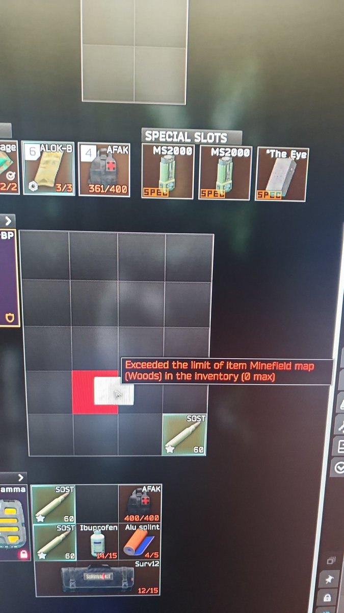 OpticalStreak37's tweet photo. @nikgeneburn &amp; @bstategames is it a bug where I can't bring the Minefield map into my inventory? I wanted to save it to go into the new area added for the bar quest but it now gives me a exceeded limit error https://t.co/fMSm9Z1GYK
