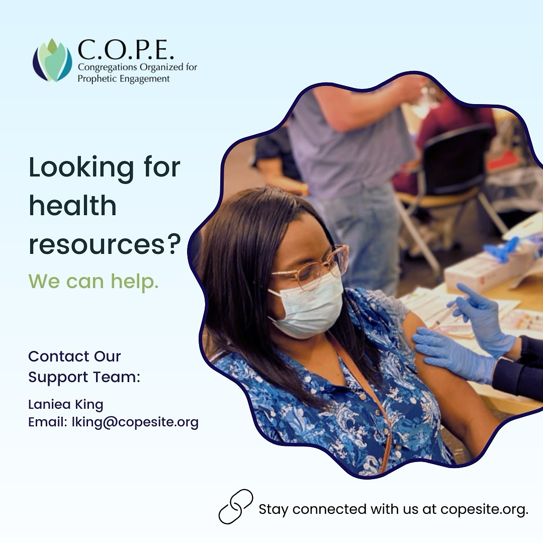 C.O.P.E. (@cope2000) on Twitter photo Looking for health resources? We’re here to help!
Connect with our support team to find the care and information you need. Email Mrs. Laniea King at lking@copesite.org for assistance. Together, we can create healthier communities.
#CommunityCare #HealthEquity #COPE Looking for health resources? We’re here to help!
Connect with our support team to find the care and information you need. Email Mrs. Laniea King at lking@copesite.org for assistance. Together, we can create healthier communities.
#CommunityCare #HealthEquity #COPE