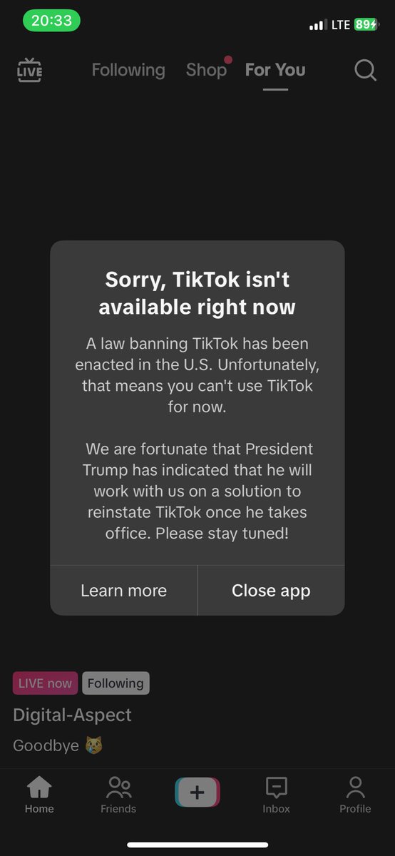 Gizmo82188's tweet photo. Well sports fans, it has happened. Idk what I’m gonna do with my time now
#tiktokban https://t.co/bIbVenKFQs