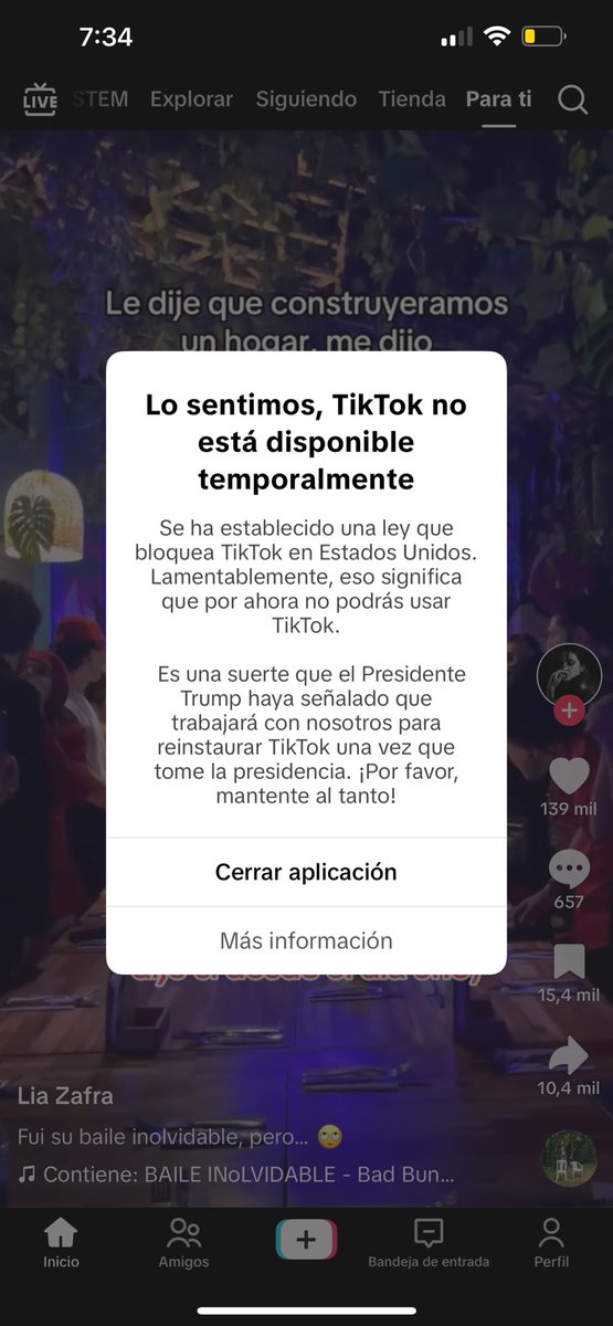 Sin TikTok hasta nuevo aviso