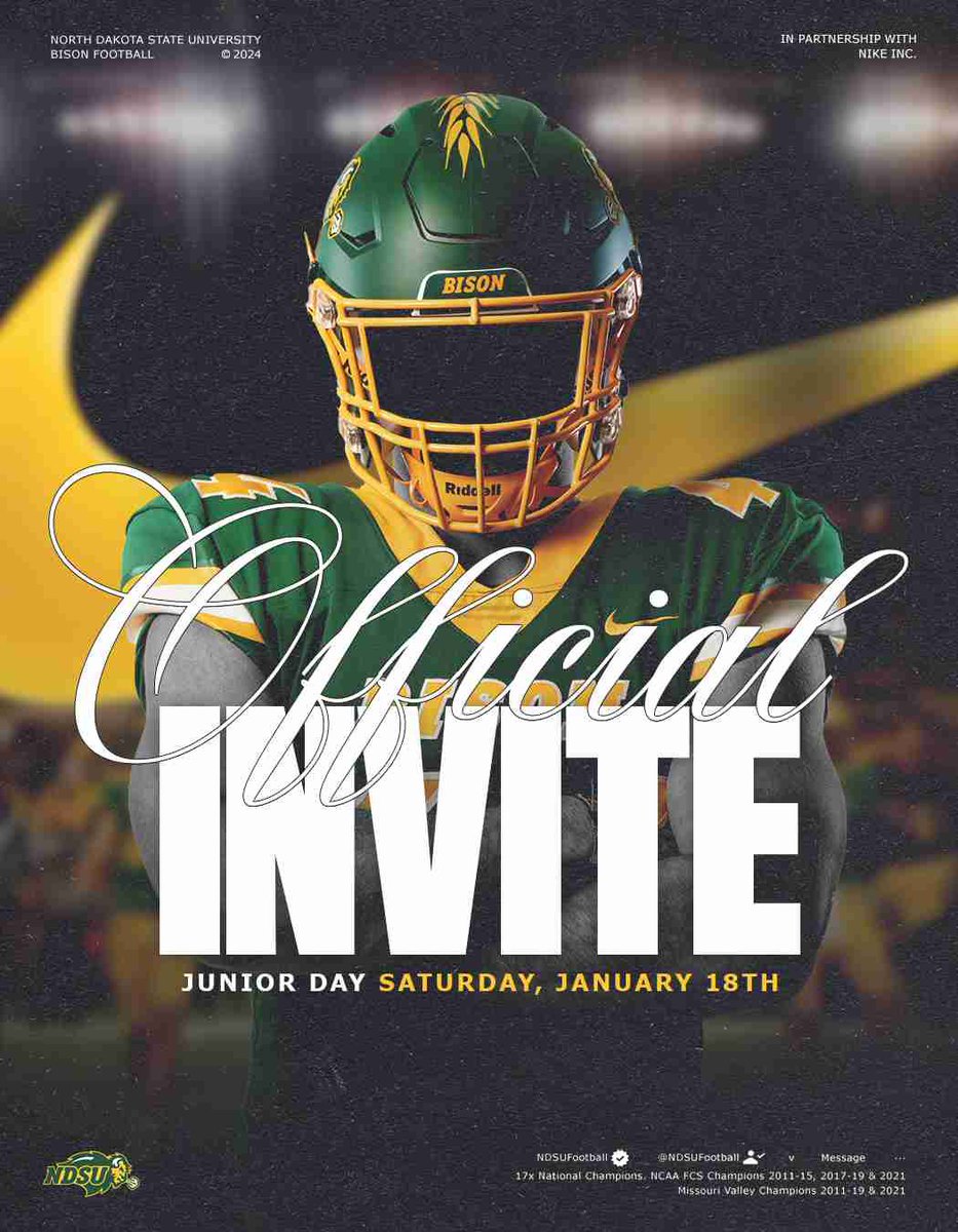 Sawyer Jezierski (@sawyerjezierski) on Twitter photo Thank you, <a href="/NDSUfootball/">NDSU Football</a> , for an amazing Junior Day experience! Big thanks to <a href="/NickGoeser/">Nick Goeser</a> <a href="/MisterLilly/">Patrick Lilly</a> <a href="/JamoBrown_/">Jamison Brown</a> <a href="/CoachTimNDSU/">Tim Polasek</a> <a href="/CoachLJ38/">Carlton Littlejohn</a> and <a href="/CoachGrantOlson/">Coach Grant Olson</a> for making it so special! <a href="/EdinaFBRecruits/">Edina Football Recruiting</a> Thank you, <a href="/NDSUfootball/">NDSU Football</a> , for an amazing Junior Day experience! Big thanks to <a href="/NickGoeser/">Nick Goeser</a> <a href="/MisterLilly/">Patrick Lilly</a> <a href="/JamoBrown_/">Jamison Brown</a> <a href="/CoachTimNDSU/">Tim Polasek</a> <a href="/CoachLJ38/">Carlton Littlejohn</a> and <a href="/CoachGrantOlson/">Coach Grant Olson</a> for making it so special! <a href="/EdinaFBRecruits/">Edina Football Recruiting</a>