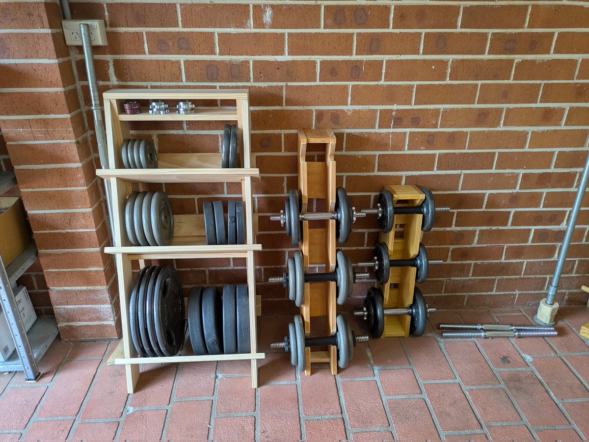 I made some new storage for the home gym. Replaced the weight tree with a shelf.

Before and after.

Cutting the chamfers with the hand plane must be the most satisfying part.