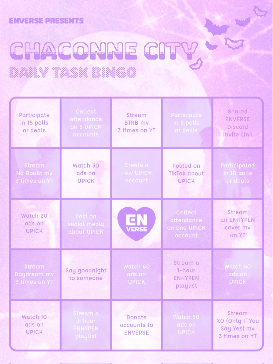 ChaconneCity's tweet photo. ·:*¨༺ ♱☽𝓓𝓪𝓲𝓵𝔂 𝓑𝓲𝓷𝓰𝓸 ☾♱ ༻¨*:·
            𓊈𝐉𝐚𝐧𝐮𝐚𝐫𝐲 𝟏𝟗, 𝟐𝟎𝟐𝟓𓊉

We just wanna vote on, 멈출 수 없지~

🥀 Complete 4 Tasks
🦇 QT your card with #ENonUPICK  #ENVERSEBattle #ChaconneCity
🌙 Invite others to join

𝓒𝓱𝓪𝓬𝓸𝓷𝓷𝓮 𝓝𝓸𝔀‧͙⁺˚*･༓☾ https://t.co/rX2ZI83v0J