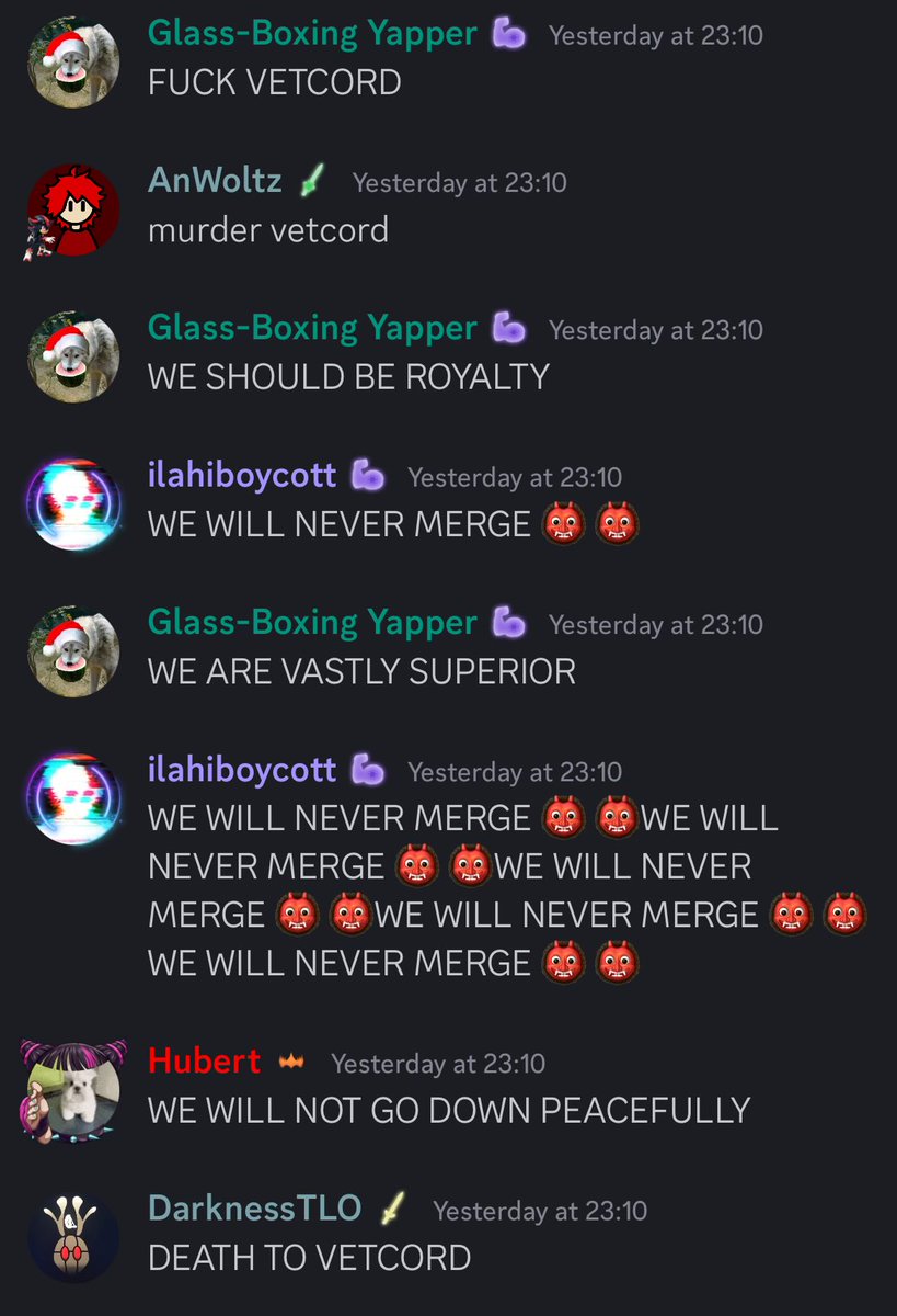 ArcaneHBE's tweet photo. A few days ago, vetcord officials announced a potential merge between several official servers. Vetcordians seem to support this but it's been met with harsh criticism within balancecordia.

We will keep you updated as the situation develops

Source below

https://t.co/3xuDDfWmrX https://t.co/NXTj8u5j9U
