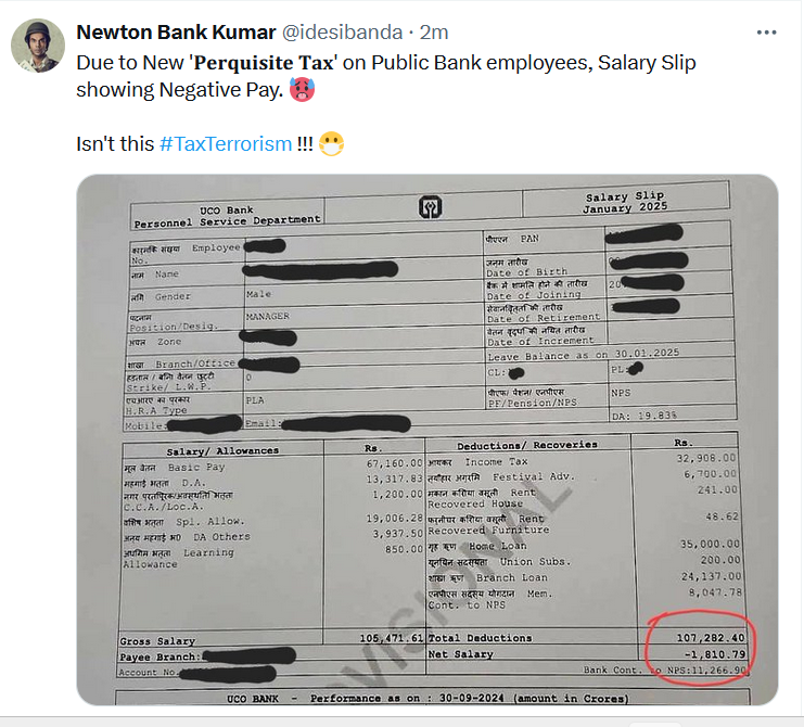 Finprofz's tweet photo. Taxing perquisites like free housing is really painful. The free housing doesn't remain free anymore when you pay 30% tax 
  Till how long can salaried people face the burden
  After a point, the lemon becomes bitter. #taxterrorism https://t.co/hHYjGytPwj