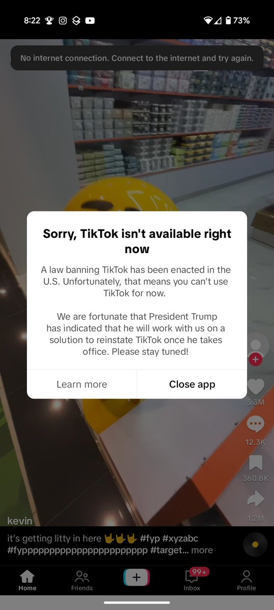 Tiktok has adjusted their closing message