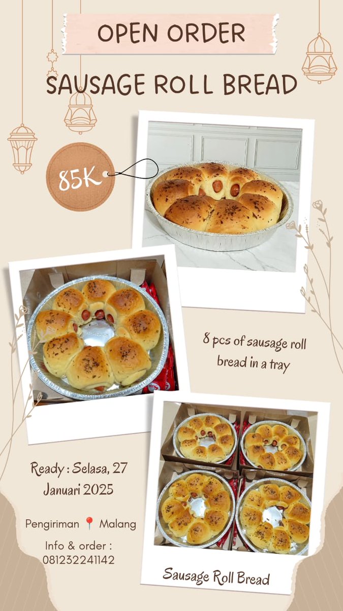 stefani_cl's tweet photo. @infomalang  #pasarmingguinfomalang 
Haii guys.. Aku open PO Roti Sosis tgl 27 guys.. Yang mau bisa DM atau WA di nomor 081232241142
Lokasi Pengiriman dari Area Borobudur (Kec. Lowokwaru Kel. Tunjungsekar) Malang 😍😍😍 https://t.co/n1QMHzcP8W