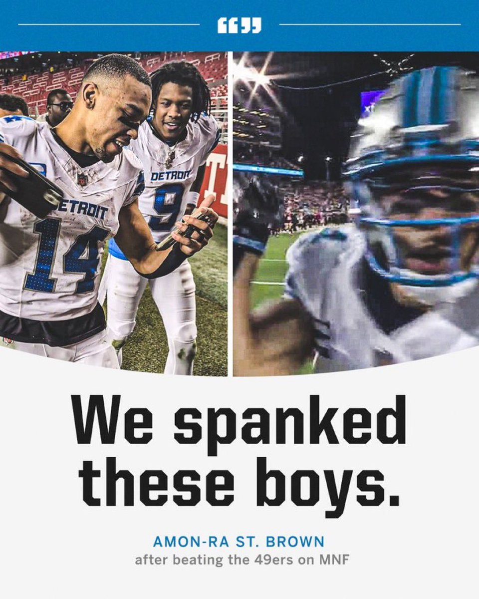 OurSf49ers's tweet photo. Lions were content getting revenge on the Niners on MNF. Welcome to the couch 🛋️ https://t.co/7eHjpH3SIm