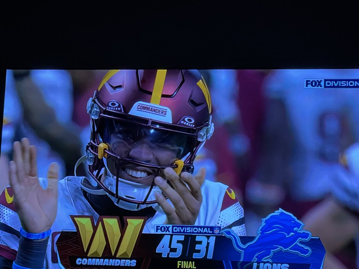 Huge win 🎉Yes!!! <a href="/Commanders/">Washington Commanders</a> beat Detroit!!!  What can exciting game!