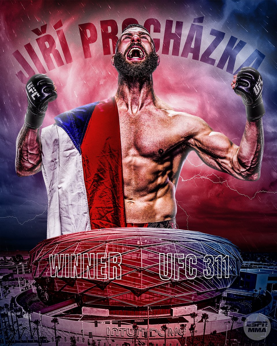 espnmma's tweet image. BACK IN THE WIN COLUMN 💪

Jiri Prochazka makes his case for another title shot with a HUGE win at #UFC311 👊