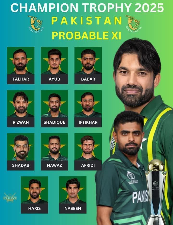 CHAMPION TROPHY 2025
PAKISTAN PROBABLE XI 🏏