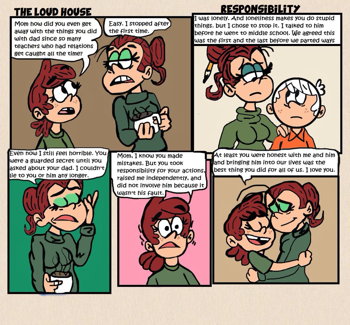 tmntfan1985's tweet photo. just a comic between mother and daughter and a little insight of what happen between teacher and student. she was right to cut ties quick as so not to end up like other teachers. #LincolnLoud #AgnesJohnson #ArielJohnson #Agnescoln #TheLoudHouse https://t.co/OTuQZei147