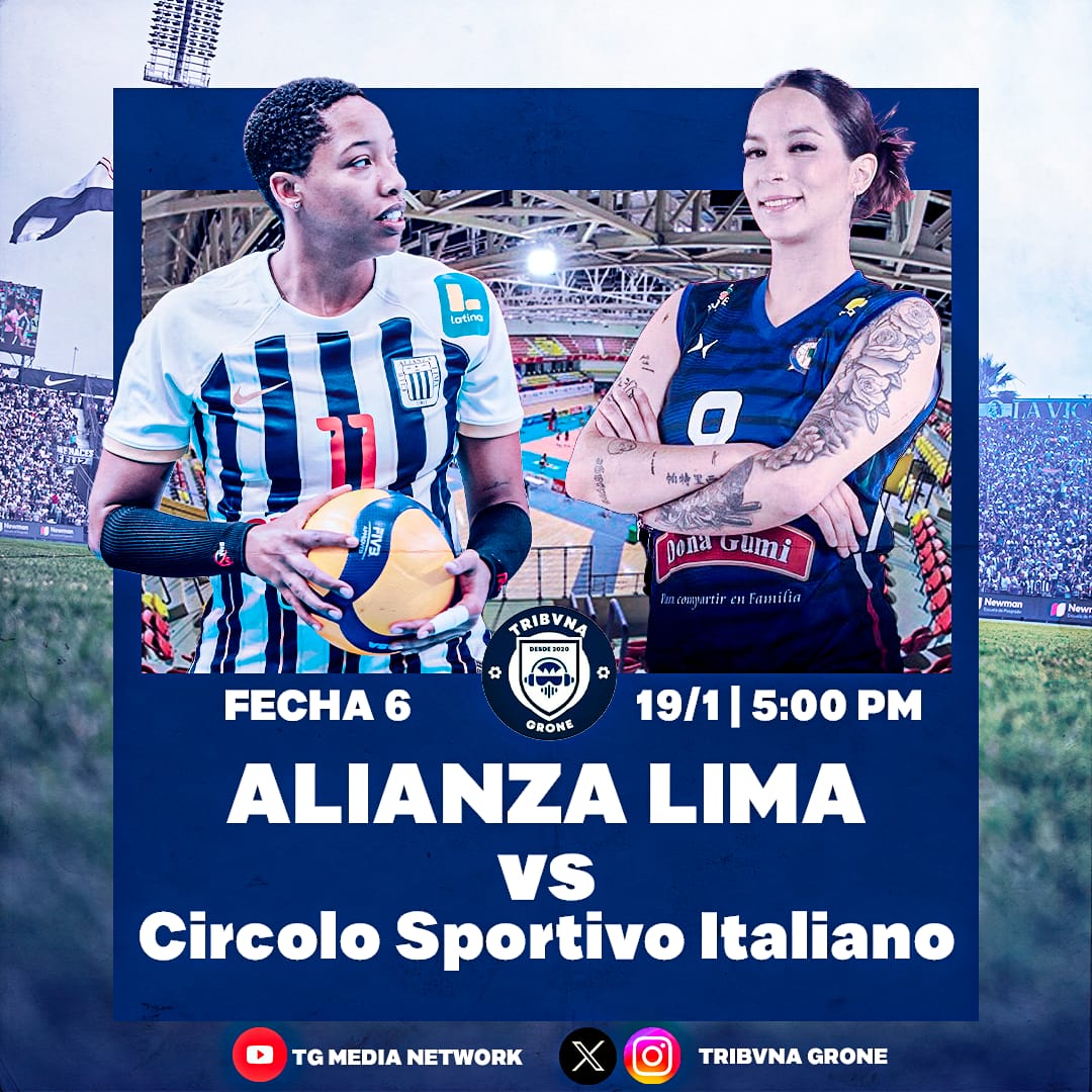 Día de Partido
<a href="/AlianzaLimaVB/">Alianza Lima Vóley</a> 🆚 Circolo S. I.  
🏟 𝗣𝗼𝗹𝗶𝗱𝗲𝗽𝗼𝗿𝘁𝗶𝘃𝗼 𝗩𝗘𝗦.
📆 19/01
⌚️ 5:00 P.M.
🏆 𝗟𝗶𝗴𝗮 𝗣𝗲𝗿𝘂𝗮𝗻𝗮 𝗱𝗲 𝗩𝗼́𝗹𝗲𝘆
📺 Latina y Movistar Deportes. 
⚪️ ¡ARRIBA ALIANZA! 🔵
#ElRegresoALaGloria 
#ConAlianzaSiempre #tribunagrone