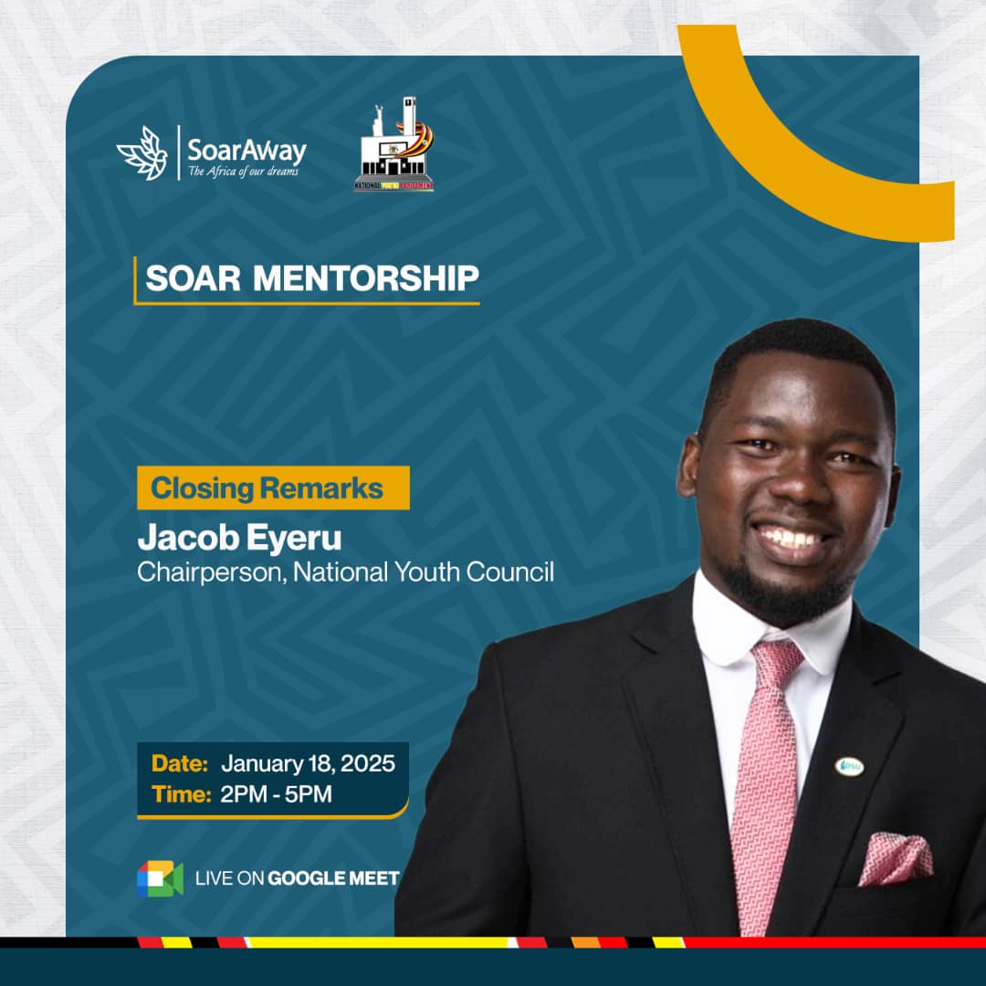 The first 3 day online session of the Soar mentorship program ended on such a high note of wisdom and inspiration! Thanks Hon Ninsiima Hellen for that eye opening talk, then the session was closed with remarks from Mr Jacob Eyeru, Chairperson of National Youth council.

#NYP