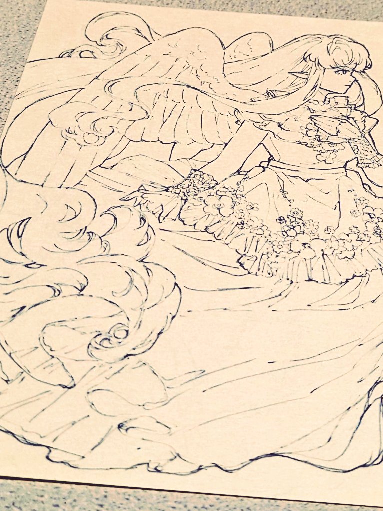 「線画。もう1枚線画完成してから、着色に移ります。 」|蒼下 せな＊3/28 通販追加のイラスト