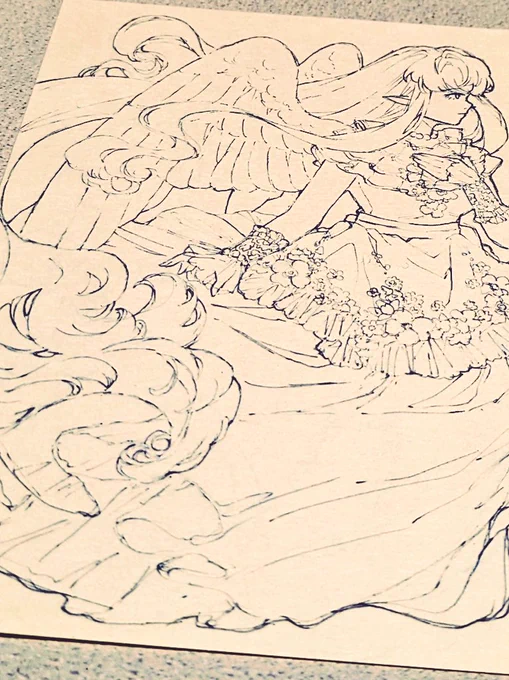 線画。もう1枚線画完成してから、着色に移ります。 