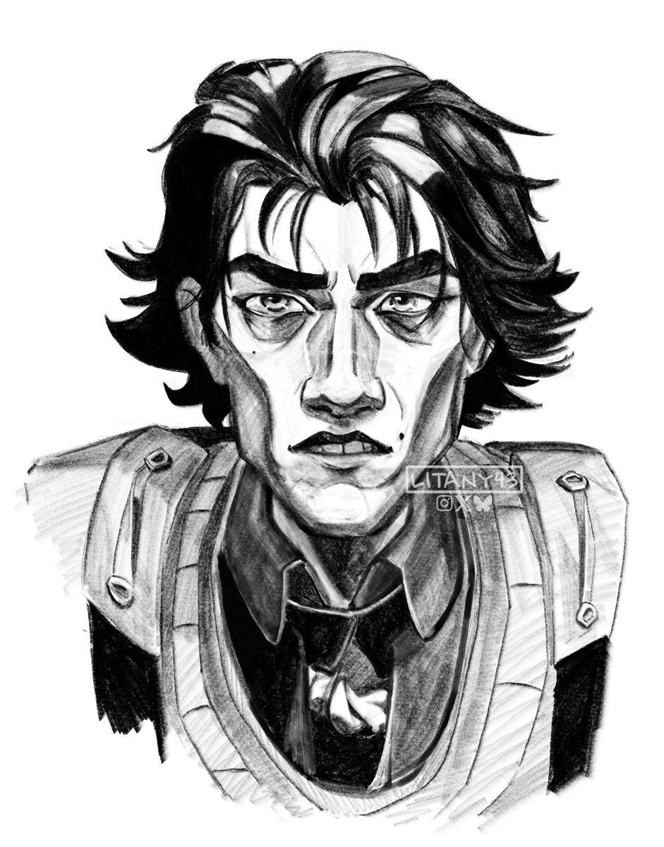 litany43's tweet photo. This is a *STUDY* of Viktor (Had to explain to some people that I indeed study art-styles and not just come up with stuff all the time) 
Still had trouble stylizing his jaw, so I thought I'd try drawing him closer to the OG style some more ^^ 
#arcane #study #Viktor #digital https://t.co/9KMKywC0Mm