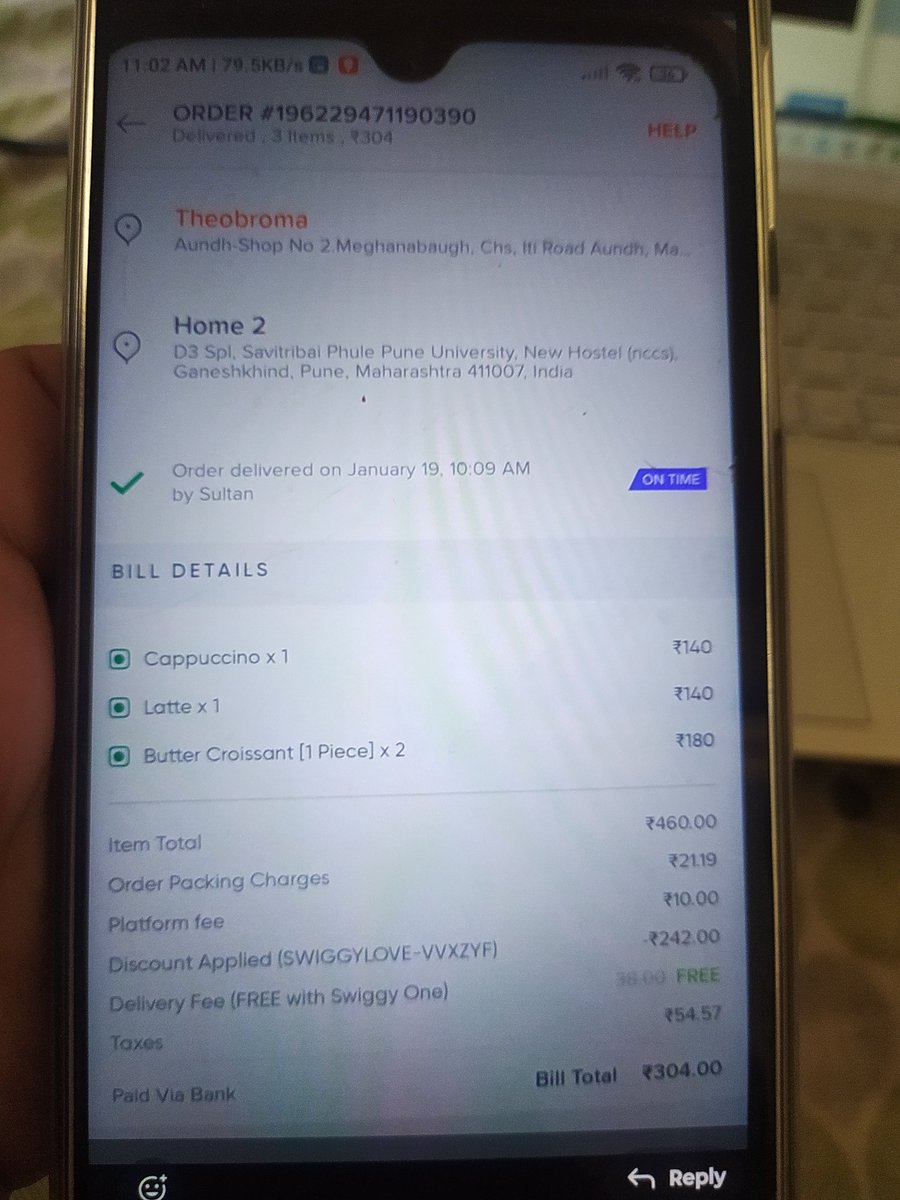 TANIABOSE16's tweet photo. @SwiggyCares @SwiggyCares @TheobromaIndia ordered From theobroma through swiggy. Package came completely torn and leaked. No coffee left, crossaints.completely sogged. No refund or replacement of order From swiggy. Frauding customers. https://t.co/bqe7rpStrQ