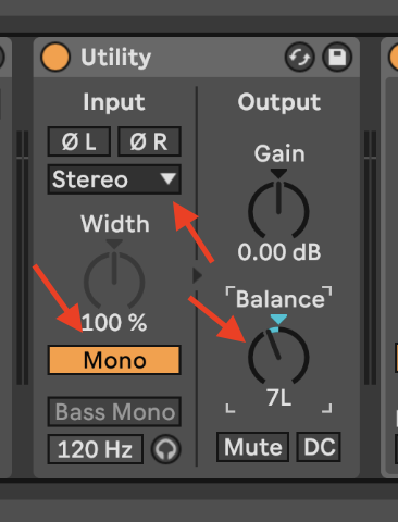 sui_k7bp's tweet image. UtilityでステレオChをモノラル化したり、モノラル化したうえでパンを振ったり、ゲインを変えたり、ステレオファイルの右Chだけとか左Chだけを選べたり、、、極小インターフェイスなのに便利すぎて悶える。特にサンプルなどのオーディオ波形を貼って作業する時に重宝してます。#ableton #便利