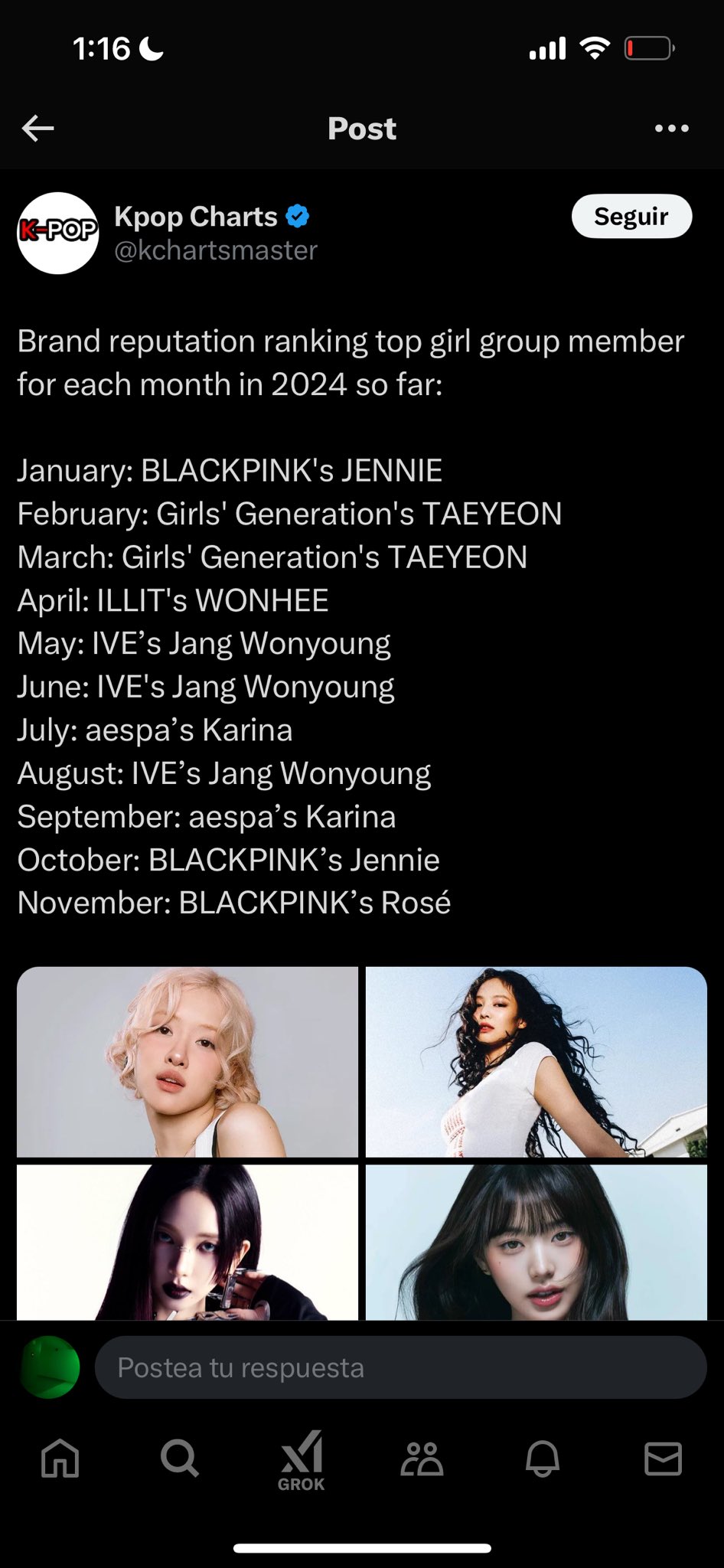 Rina 🤍 on X: @jxjx184 Skelonter never topped 1 in 2024 even with her porn  pic, dating rumors, fake lips, that cringe party answering comments in  weverse, smoking t.co2YGsYhTPsJ  X