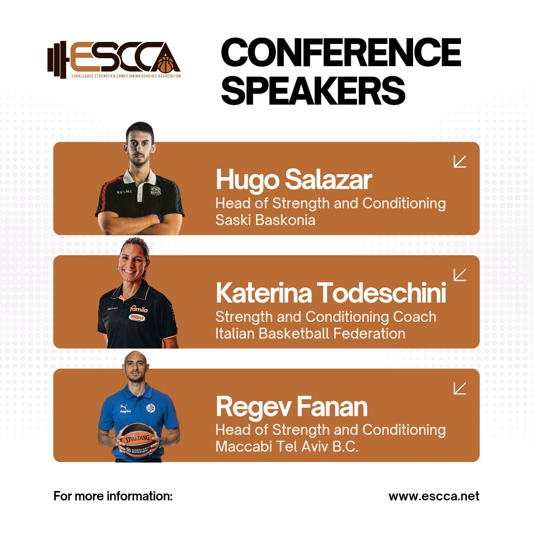 We are delighted to reveal the first three speakers for the 5th ESCCA Summit, taking place in Torino, Italy (June 27 -28th)!

- Hugo Salazar, Saski Baskonia

- Katerina Todeschini, Scio 

- Regev Fanan, Maccabi Tel-Aviv

More info and registrations:

escca.net/events