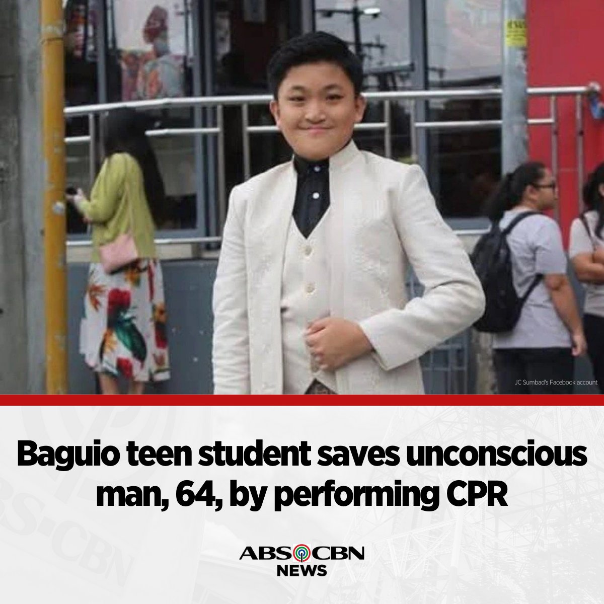 ABSCBNNews's tweet image. Juan Carlos Sumbad was heading home from school when he jumped off the back of a jeepney after seeing a senior citizen lie face down on the street.

Full story: abs-cbn.com/news/regions/2…