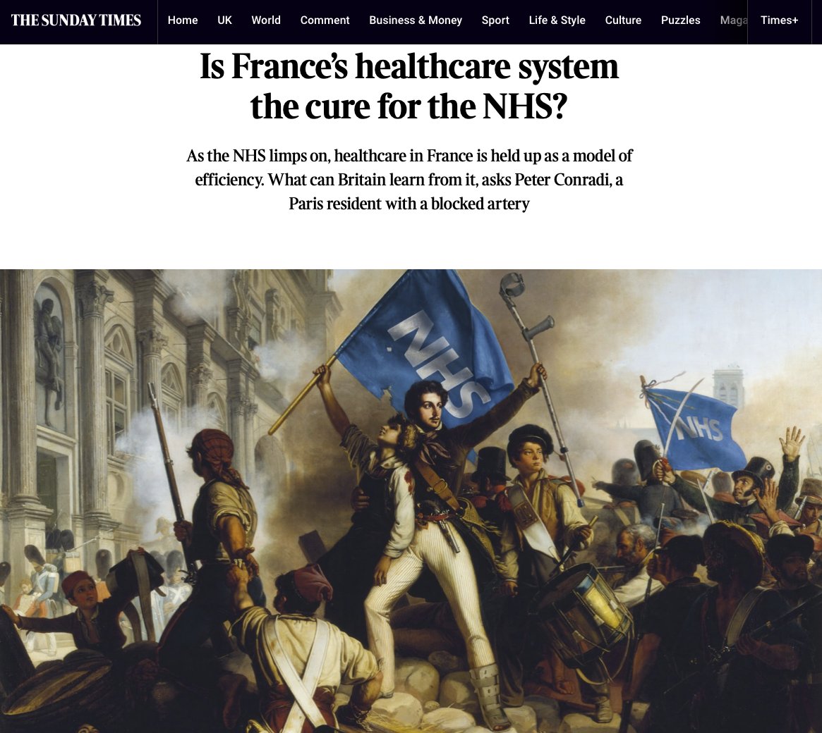 Alex Taylor (@alextaylornews) on Twitter photo So rare it's worth👏this deepdive article in <a href="/thetimes/">The Times and The Sunday Times</a> comparing, via <a href="/Peter_Conradi/">Peter Conradi</a> personal experience,🇫🇷&🇬🇧health systems, very favorably for France, without being dewy-eyed about huge problems here too
Big change from the usual jingoistic "the world envies our NHS" narrative So rare it's worth👏this deepdive article in <a href="/thetimes/">The Times and The Sunday Times</a> comparing, via <a href="/Peter_Conradi/">Peter Conradi</a> personal experience,🇫🇷&🇬🇧health systems, very favorably for France, without being dewy-eyed about huge problems here too
Big change from the usual jingoistic "the world envies our NHS" narrative