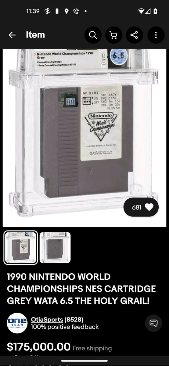PathfinderCast's tweet image. Oof, at least it's free shipping. Nintendo World Championship cart on eBay for $175,000