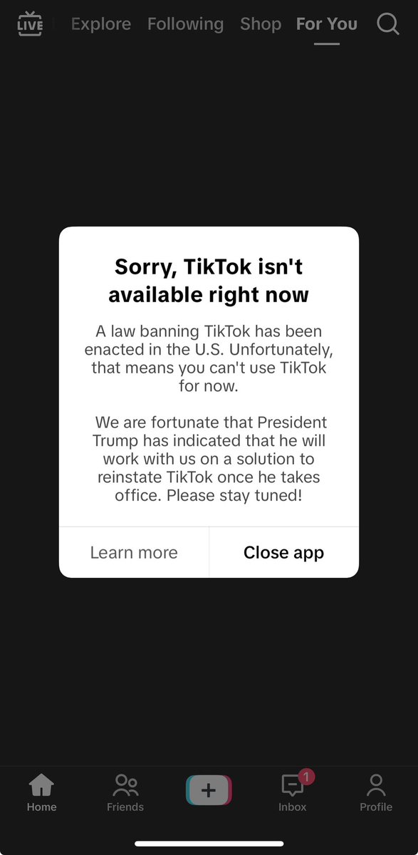 TikTok goes dark #BidenOut #TikTok #tiktokban