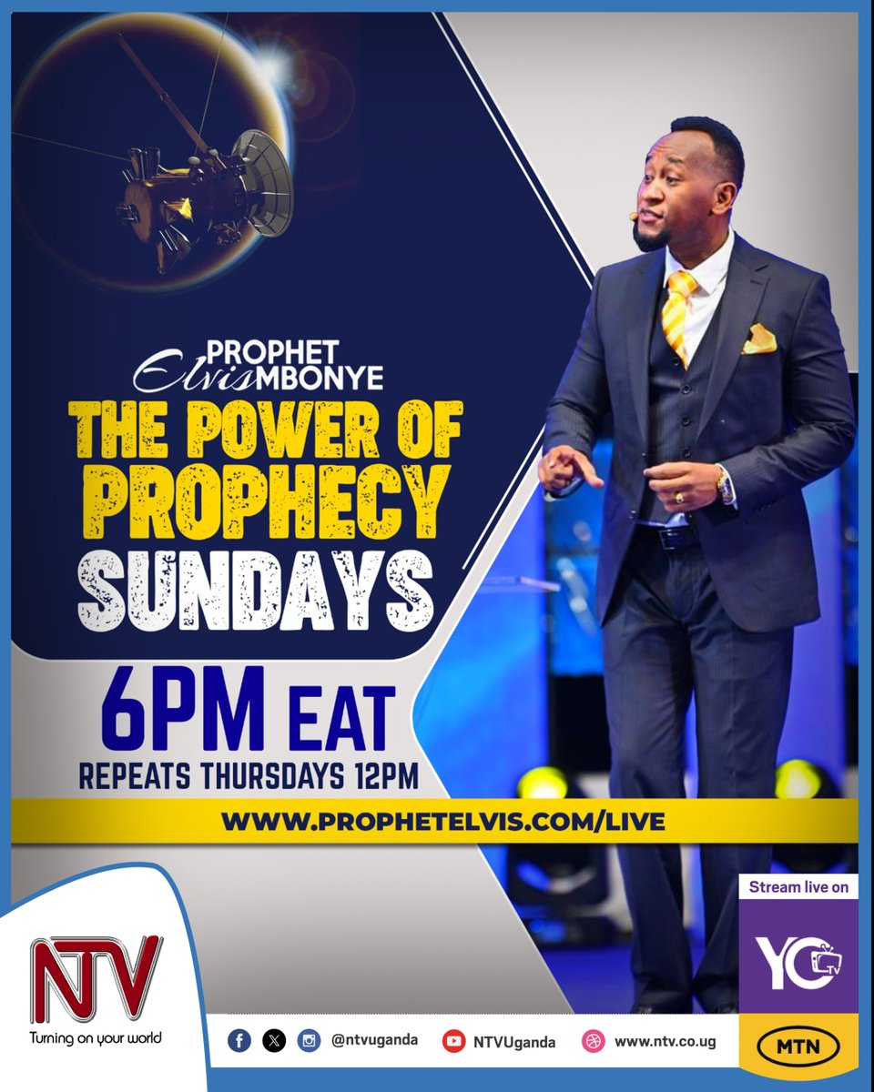 Get ready for a prayerful moment with Prophet Elvis Mbonye, today at 6 PM on NTV Uganda. A message of hope you can’t afford to miss.
#ProphetElvisMbonye