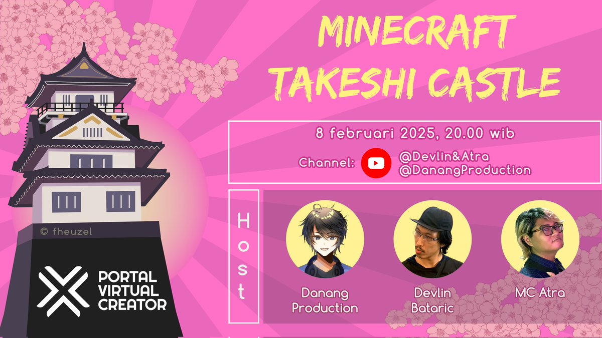 Hallo semuanya, di febuari nanti aku mau ngadain event Takeshi Castle bareng <a href="/DevlinBataric/">Devlin Bataric</a> dan <a href="/MC_Atra/">MC Atra</a> nih. Buat yang mau join bisa daftar langsung di
bit.ly//mntakeshi25
Ditunggu kehadiran kalian~

Acara ini disponsori oleh <a href="/portal_creator_/">Portal Virtual Creator</a>