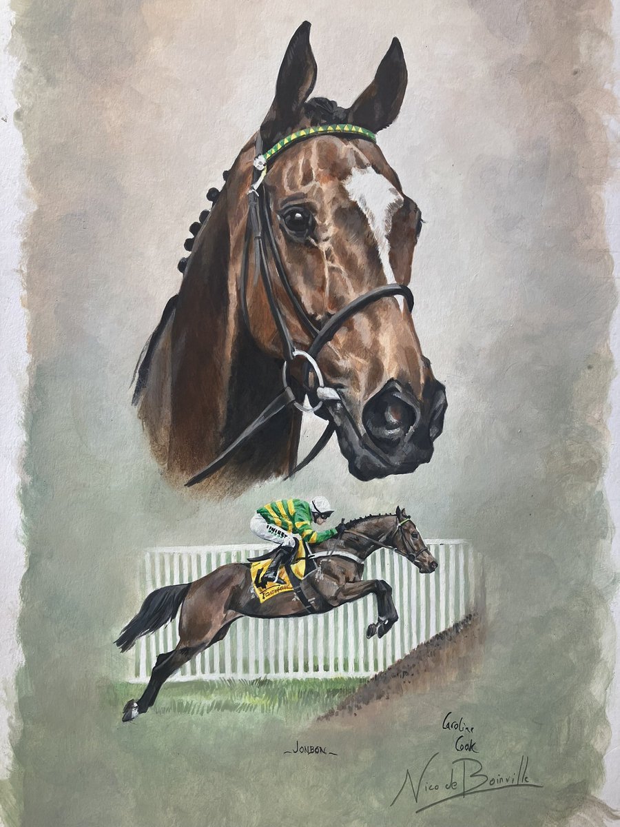 PricedUp.Bet (@pricedupbet) on Twitter photo In celebration of Jonbon’s dominating win in the Clarence House Chase yesterday, we are giving away this wonderful painting by the very talented <a href="/horseart1/">Caroline Cook</a>. This framed and original painting of Jonbon has also been signed by Nico De Boinville himself.
To Enter: 👇
1️⃣ RT this In celebration of Jonbon’s dominating win in the Clarence House Chase yesterday, we are giving away this wonderful painting by the very talented <a href="/horseart1/">Caroline Cook</a>. This framed and original painting of Jonbon has also been signed by Nico De Boinville himself.
To Enter: 👇
1️⃣ RT this