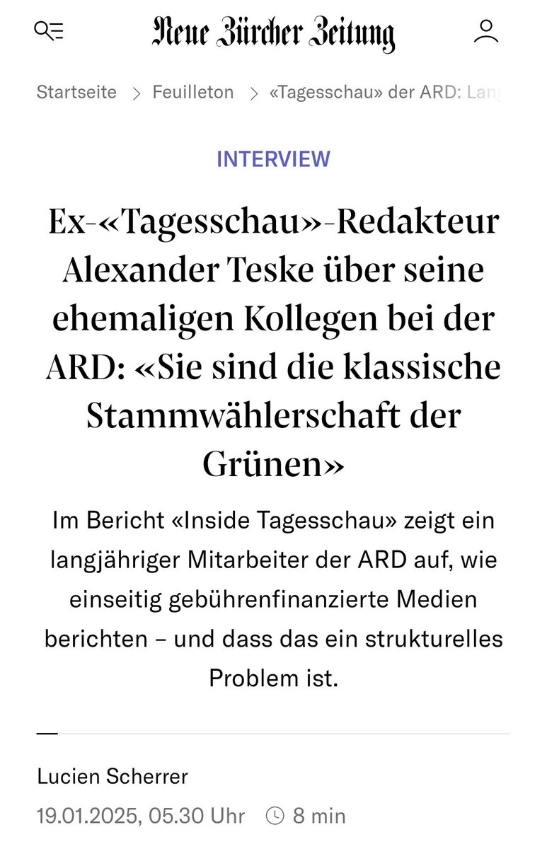 Ex-«Tagesschau»-Redakteur Alexander Teske über seine ehemaligen Kollegen bei der ARD: «Sie sind die klassische Stammwählerschaft der Grünen» #ReformOerr #OerrBlog