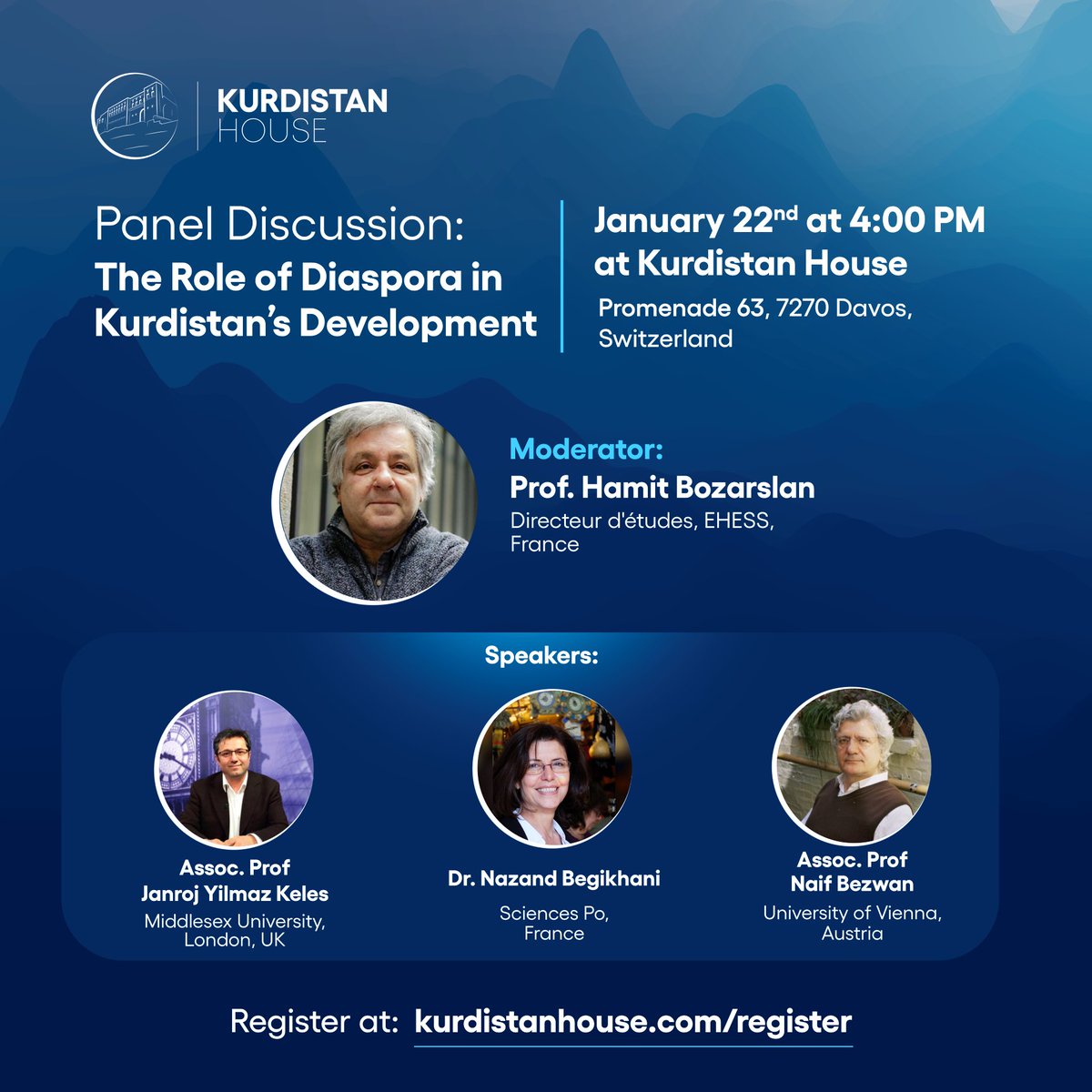 KurdistanDavos's tweet photo. Join leading Kurdish scholars from Europe's top institutions as they discuss the role of diaspora in shaping Kurdistan's future. Register to secure your seat for attending this panel. 

 📅 January 22nd at 4:00 PM
📍 Promenade 63, 7270 Davos,
Switzerland

Register at: https://t.co/PhBzpox0IK
 
#KurdistanAtDavos
#WEF25