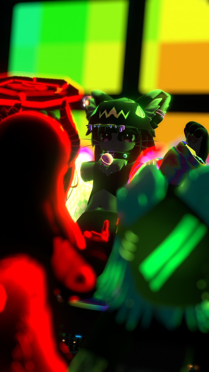 Great night thanks to great friends; DJs <a href="/spirono_/">spiro</a>, <a href="/bart_z99/">bartz99</a>, <a href="/Exoryn_/">Exoryn</a> &amp; <a href="/DjNoK0/">Noko</a>, organizer &amp; host Spiro, graphics artist &amp; photographer <a href="/VivianX_VRC/">VivianX</a>, &amp; all of you who came &amp; made it happen! Thank you for being a big part of Divergence's efforts to bring more breakbeat to VRC!