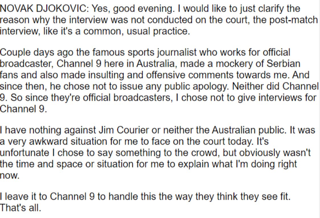 Transcript from Novak’s press conference #AO2025 <a href="/abcsport/">ABC SPORT</a>