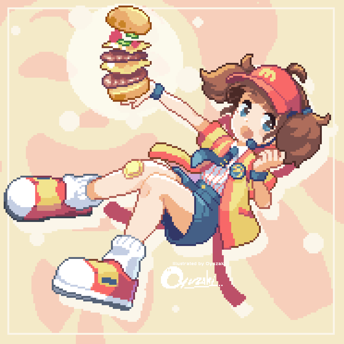「これからもダブチたべ美#pixelart #ドット絵 」|おゆざき■𝕆𝕪𝕦𝕫𝕒𝕜𝕚■のイラスト