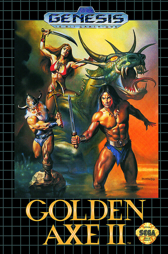 RetrovaniaLand's tweet image. Epic Sega Genesis &quot;Golden Axe II&quot; box art  by legendary illustrator Boris Vallejo. ⚔️💀💥🎮  #GoldenAxe2 #Sega #SegaGenesis #90skids
#RetroGaming #nostalgia