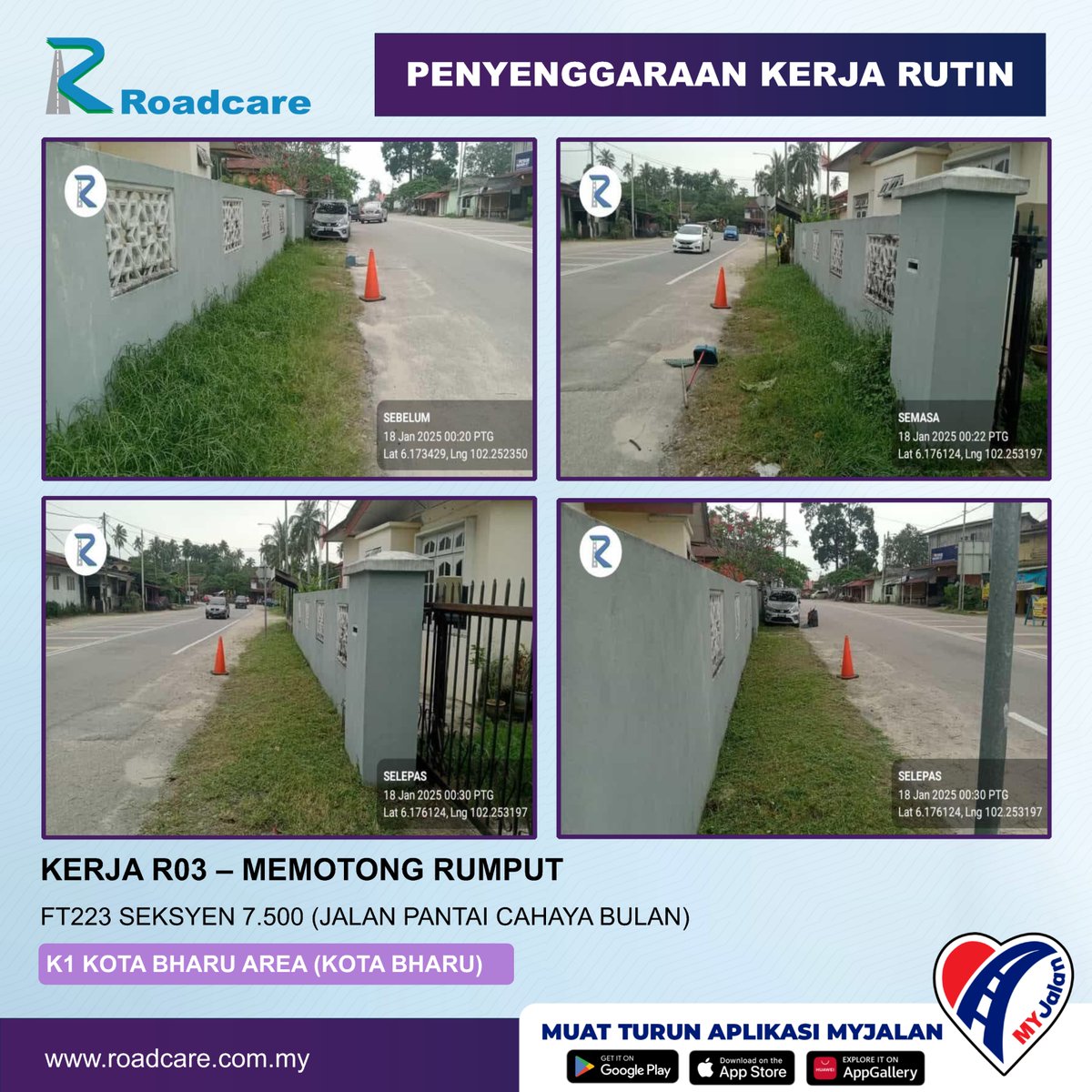 Penyenggaraan Rutin R03 #teamroadcare di laluan FT223 Jalan Pantai Cahaya Bulan
@JKRkotabharu
<a href="/JKRKelantan/">ᴊᴋʀ ɴᴇɢᴇʀɪ ᴋᴇʟᴀɴᴛᴀɴ</a>
<a href="/JKRMalaysia/">JKR Malaysia</a>
<a href="/Roadcare_HQ/">ROADCARE (M) SDN BHD</a>
<a href="/Roadcare_Kelntn/">ROADCARE WILAYAH KELANTAN</a>