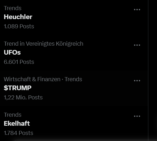 cuMeyer's tweet photo. Meine Trends auf "X" 🙄 https://t.co/tMUNDdmYWS
